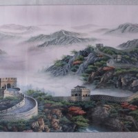 刺繡  萬(wàn)里長(cháng)城  手工繡  200cm*90cm